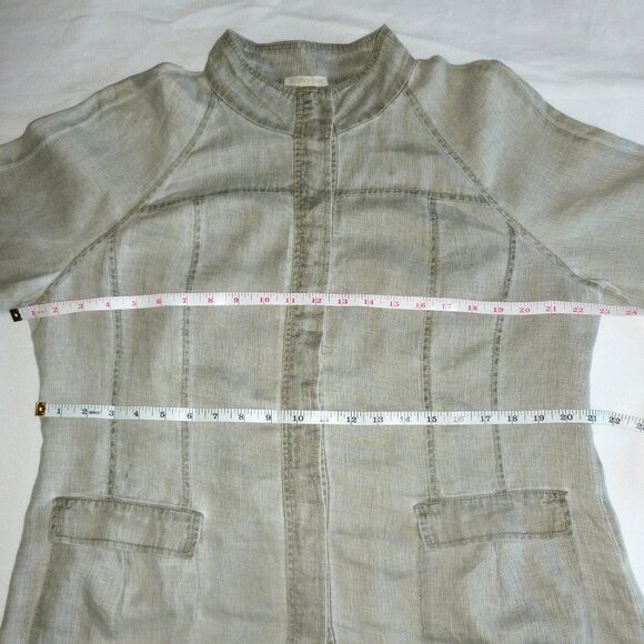 Eileen Fisher Chambray 100% Linen Dove Gray Button Front Jacket Large EUC - Picture 4 of 8